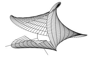 Obr.1a. Plocha vytvorena z evolventy - axonometrie