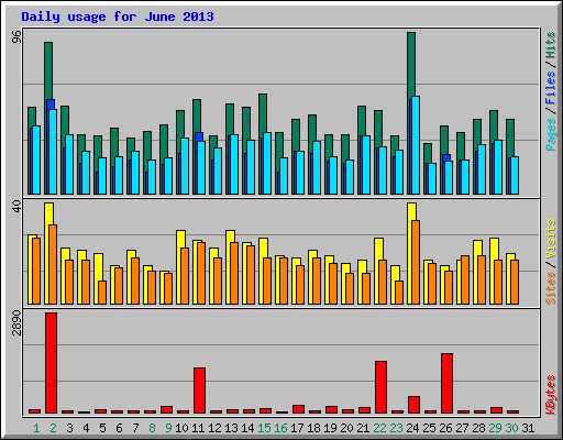 Daily usage for June 2013