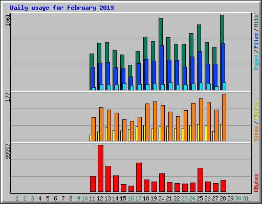 Daily usage for February 2013