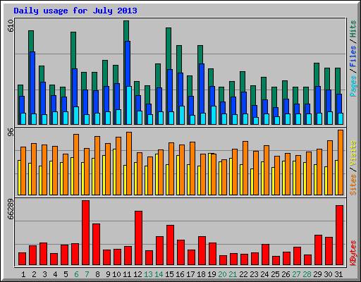 Daily usage for July 2013