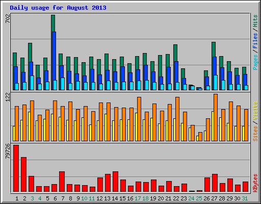 Daily usage for August 2013