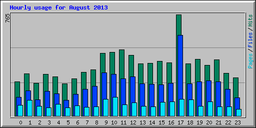 Hourly usage for August 2013