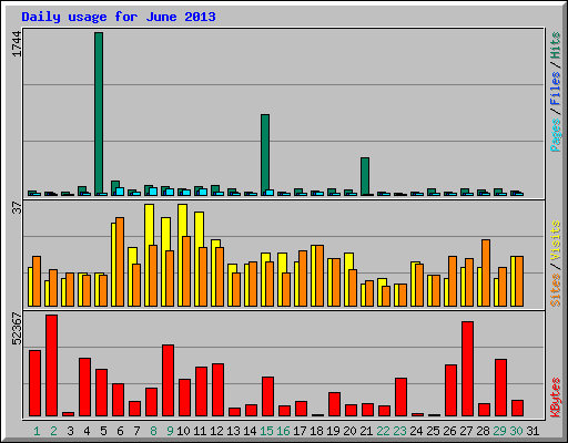 Daily usage for June 2013