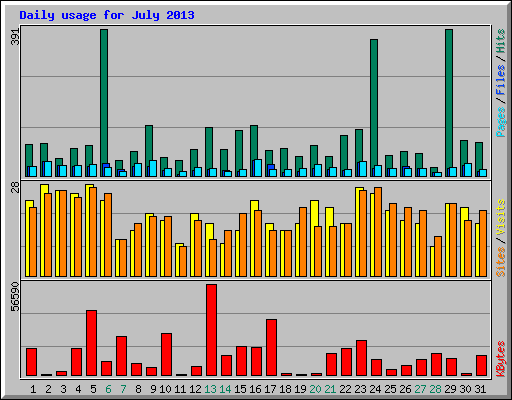 Daily usage for July 2013