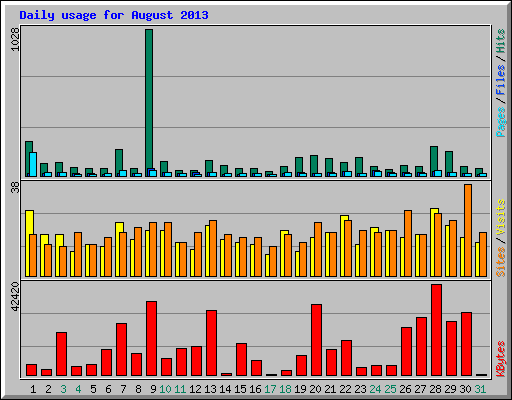 Daily usage for August 2013