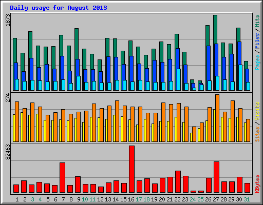 Daily usage for August 2013