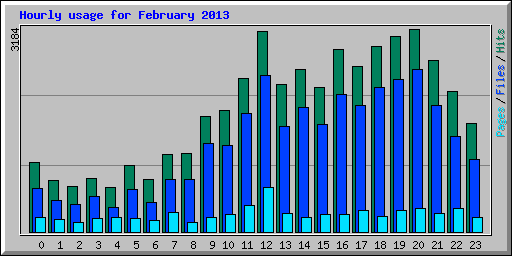 Hourly usage for February 2013