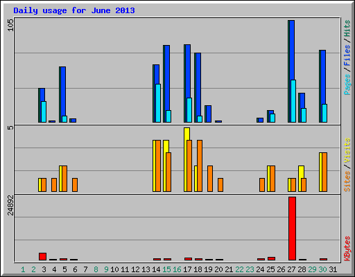 Daily usage for June 2013