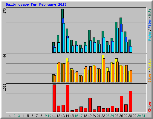 Daily usage for February 2013