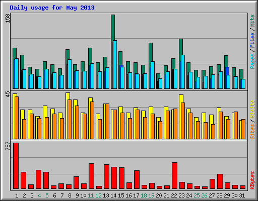 Daily usage for May 2013