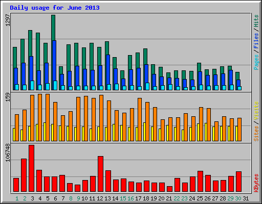 Daily usage for June 2013