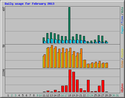 Daily usage for February 2013